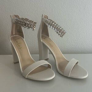 Lulu's White and Silver Embellished Heels